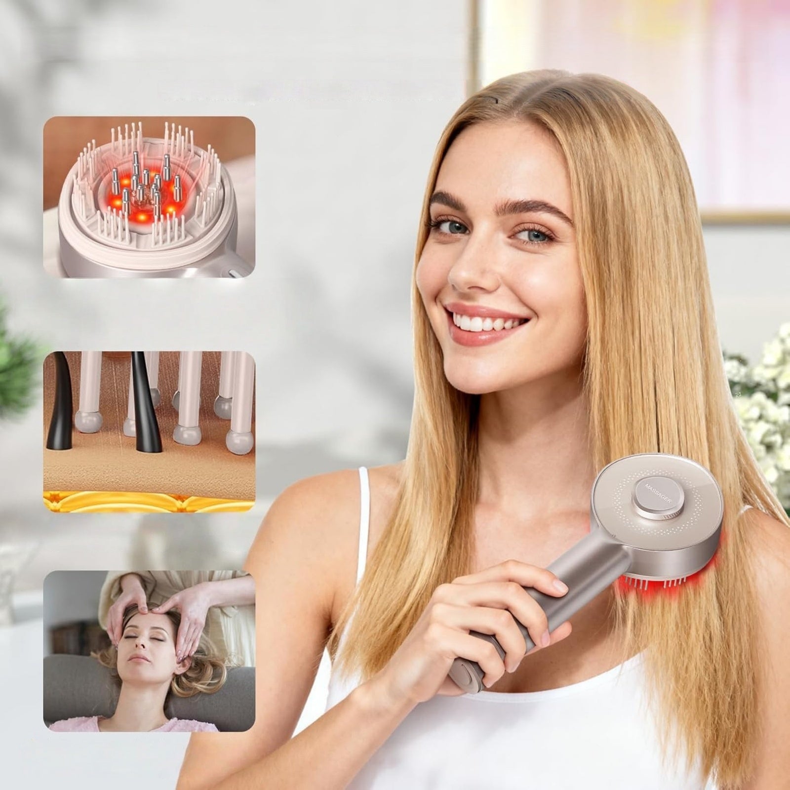 4-in-1 Electric Scalp Massager, with Hair Oil Dispenser, Red Light Therapy Manufacturer code EEE-PC-046