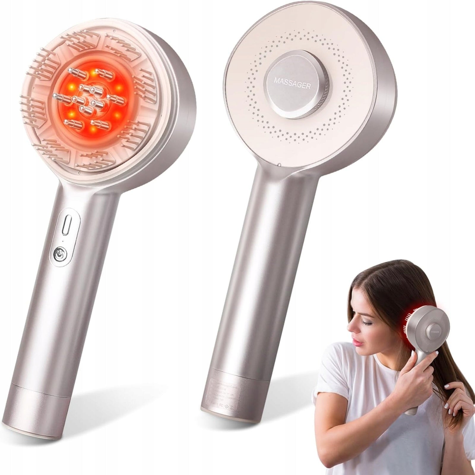 4-in-1 Electric Scalp Massager, with Hair Oil Dispenser, Red Light Therapy