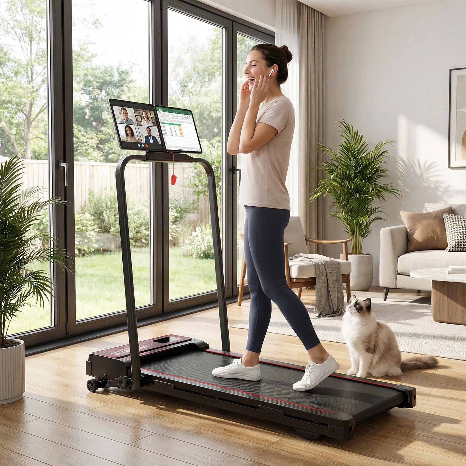 4-in-1 Folding Eletric Treadmill, 1-10% Auto Incline, 1-12 km/h Speed Brand no brand