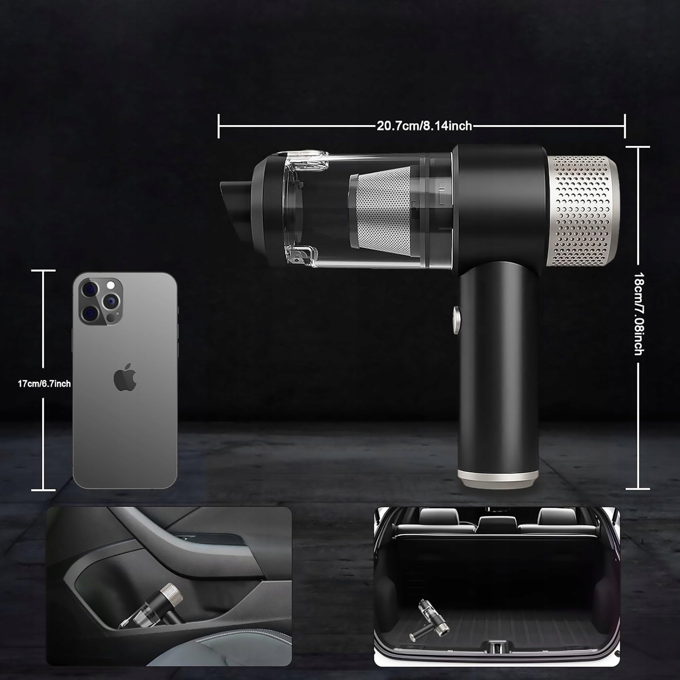 4 in 1 Multi Function Handheld Car Vacuum Cleaner for Car Home Office Dominant color black
