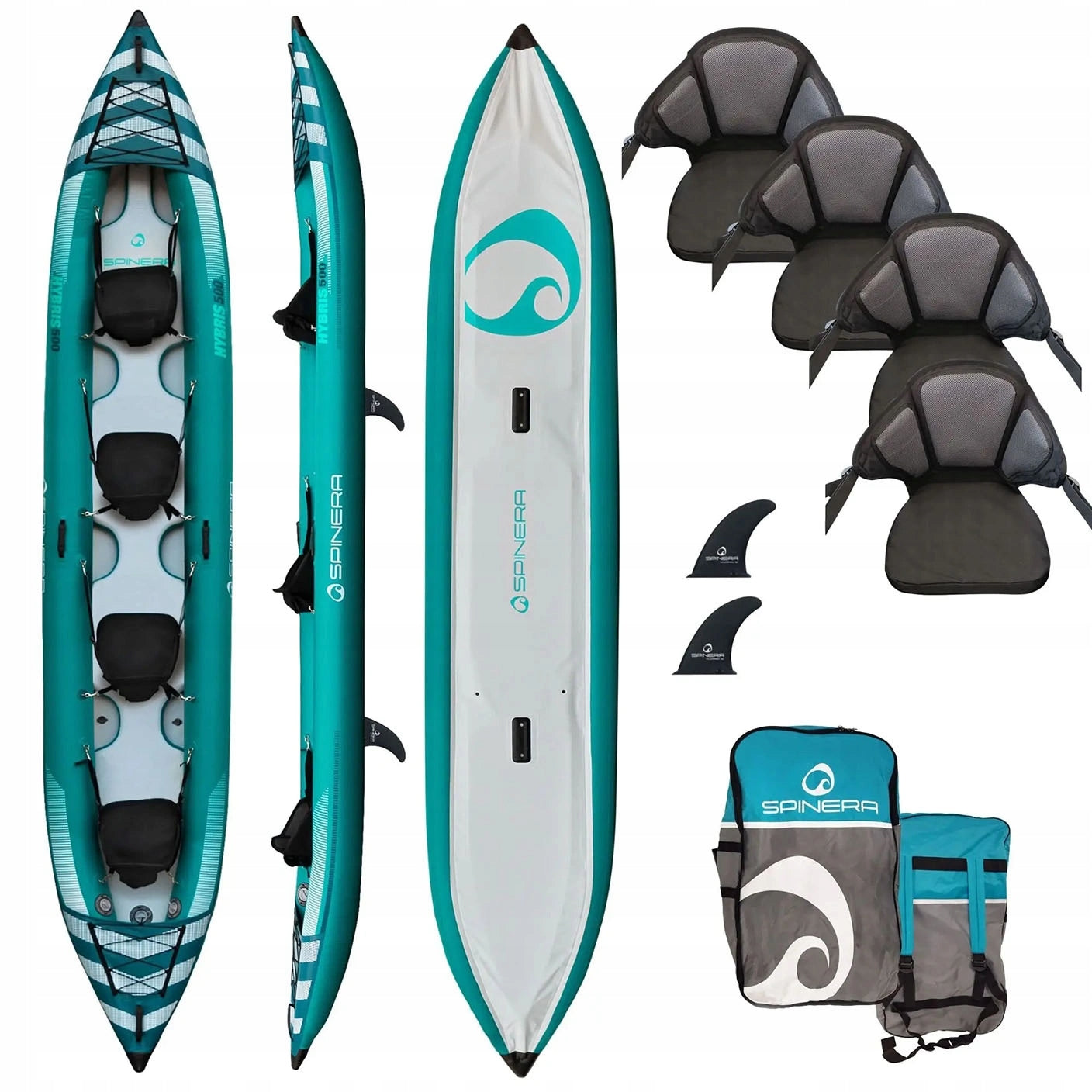 4-person pumped kayak SPINERA Hybris 510 teal/white/grey
