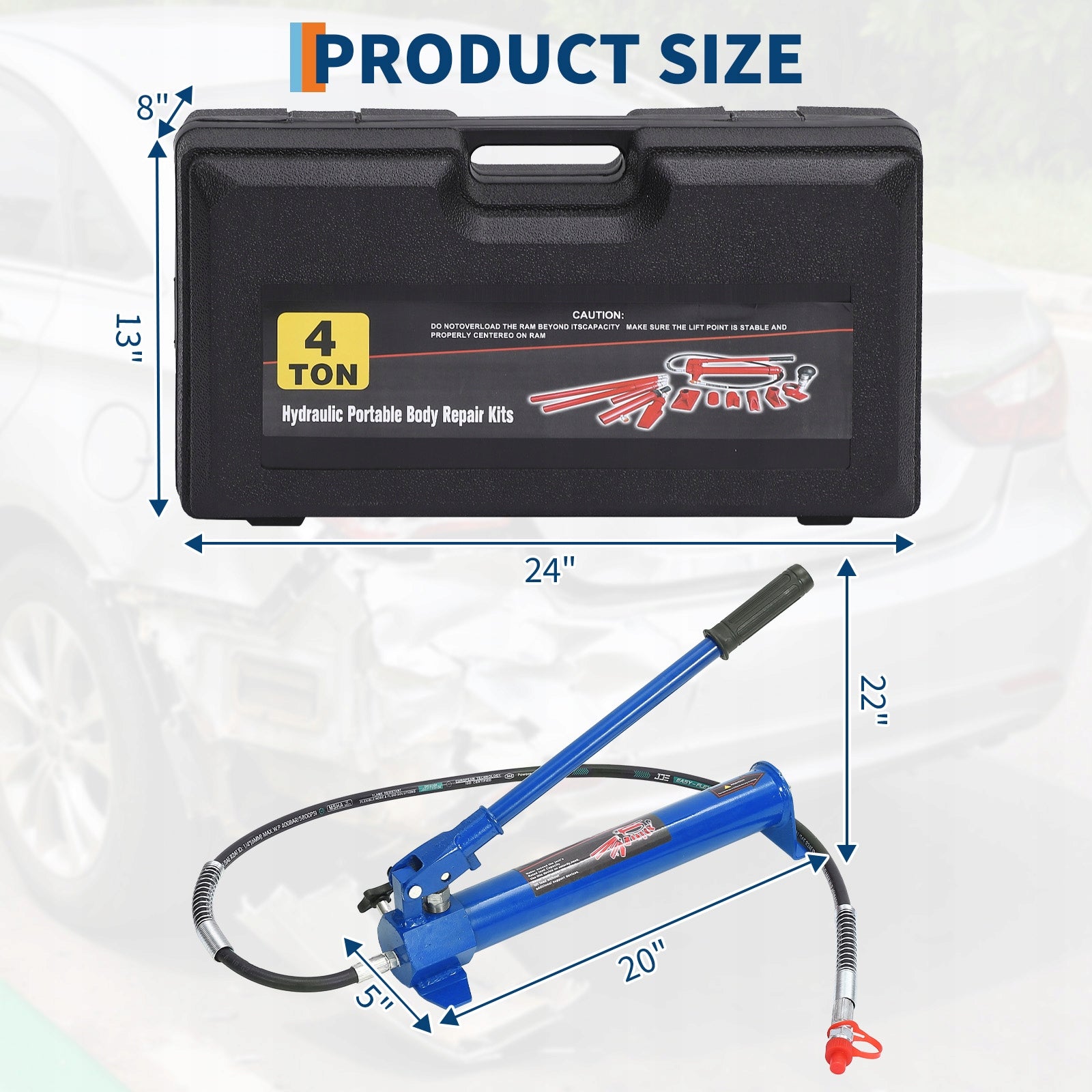 4 ton porta power kit, hydraulic ram, hose, repair set, blue case Brand no brand
