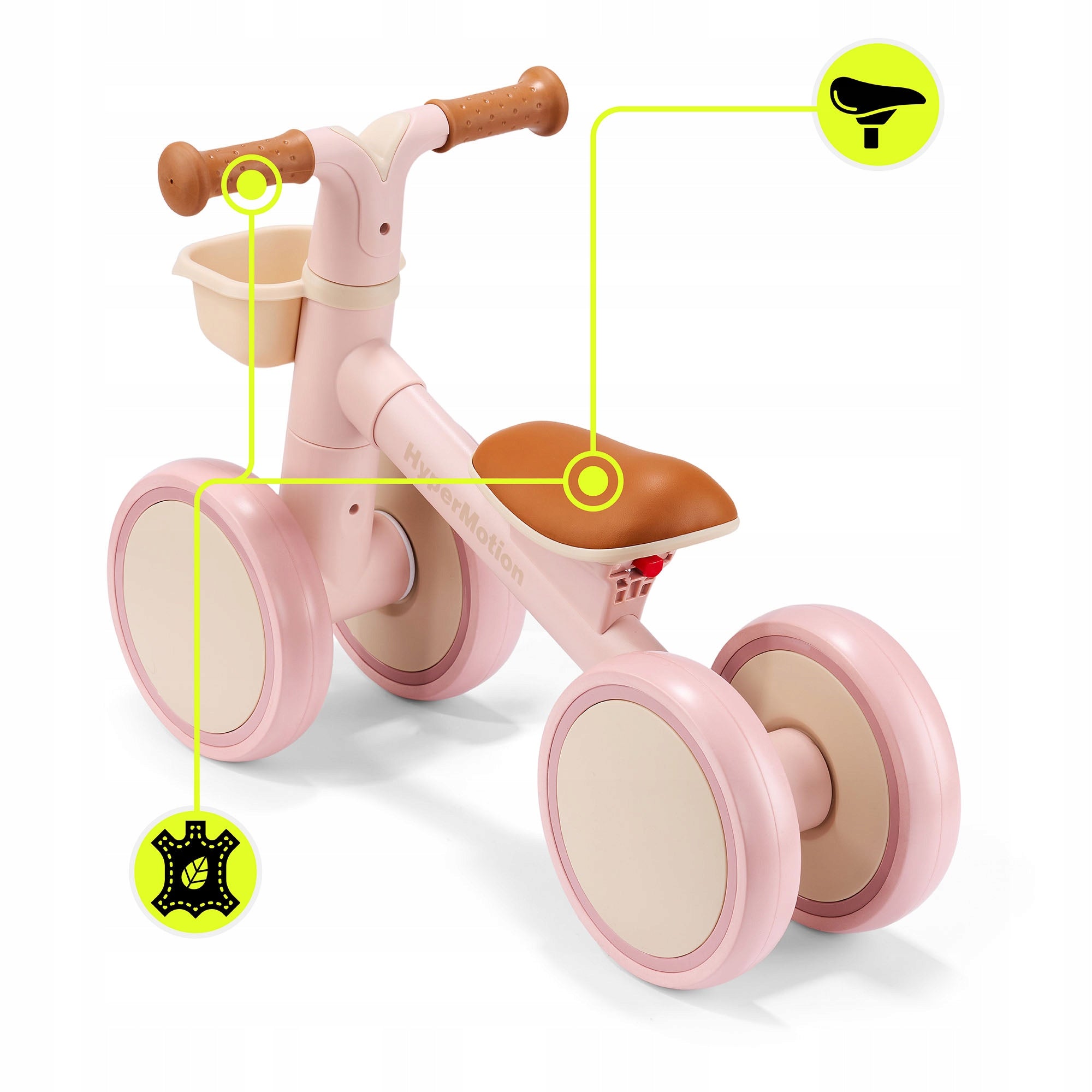 4-wheel balance bike TOBI MINI HYP HyperMotion pink with basket Brake none