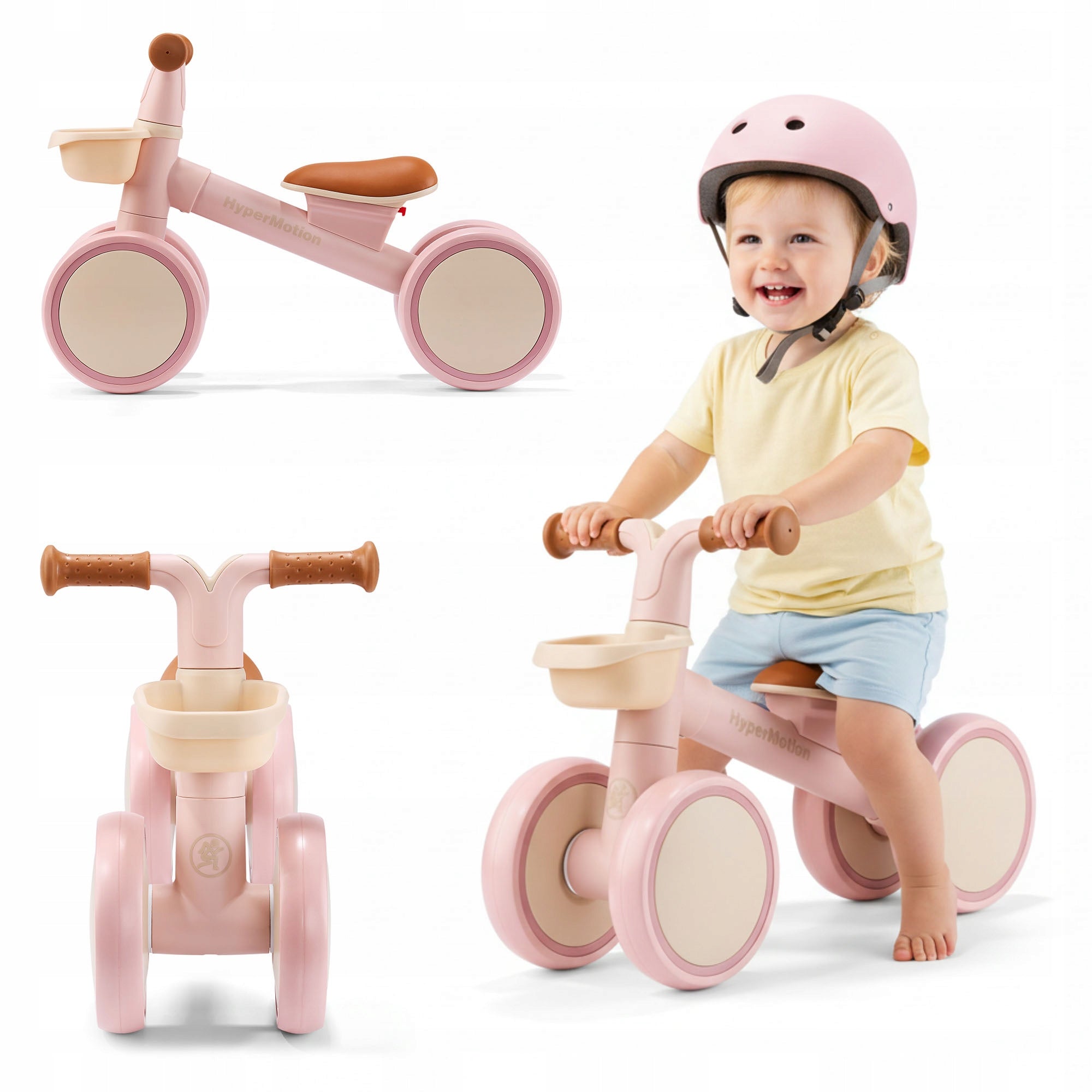 4-wheel balance bike TOBI MINI HYP HyperMotion pink with basket