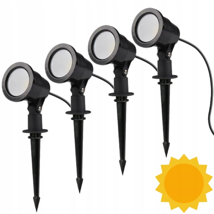 4 x Garden Floodlight 2in1 LED 7W 230V driven ground heat color