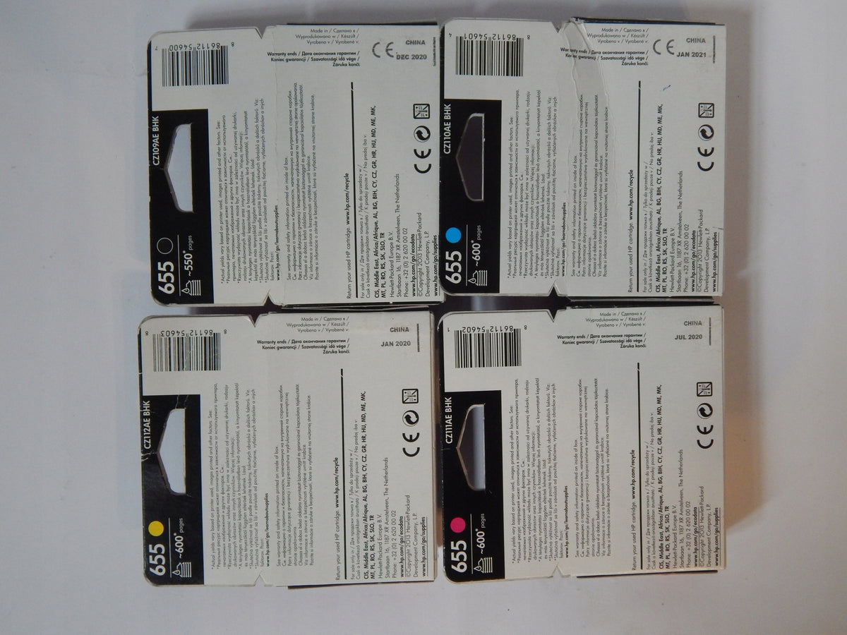 4 x HP 655 CMYK ink, SET,Original Manufacturer code HP 655