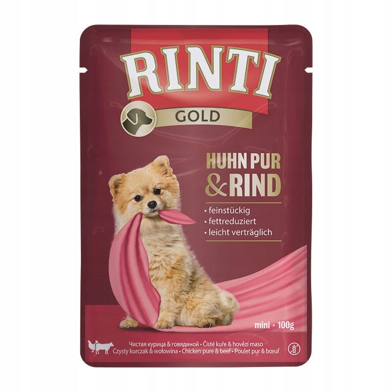 4 x sachet RINTI GOLD HUHN PUR PREMIUM wet dog food | MIX OF FLAVORS Brand Rinti