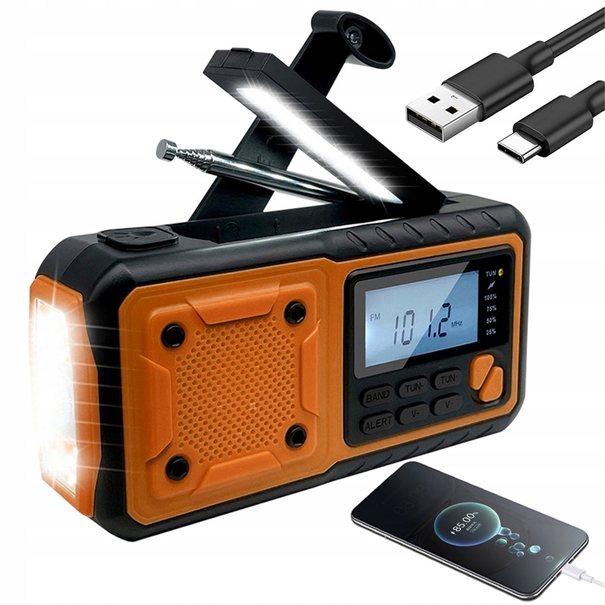 4000MAH EMERGENCY RADIO WITH SOLAR PANEL AND POWERBANK FUNCTION Packaging status original