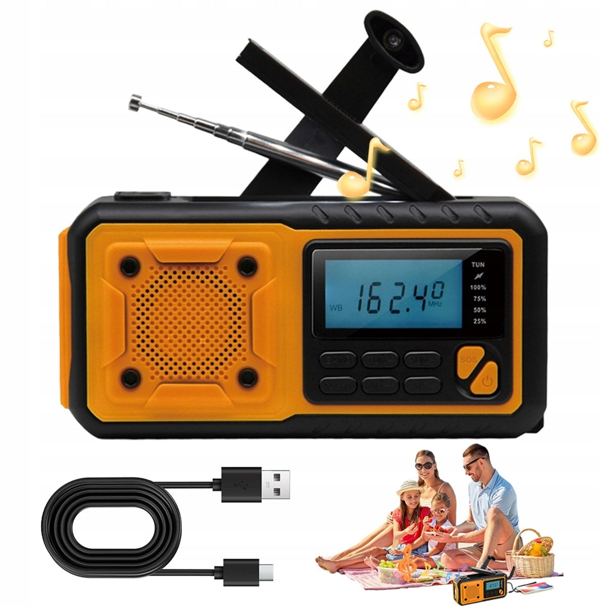 4000MAH EMERGENCY RADIO WITH SOLAR PANEL AND POWERBANK FUNCTION Product weight with unit packaging 0.45 kg