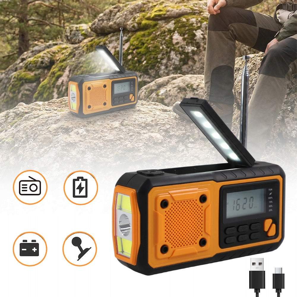4000MAH EMERGENCY RADIO WITH SOLAR PANEL AND POWERBANK FUNCTION