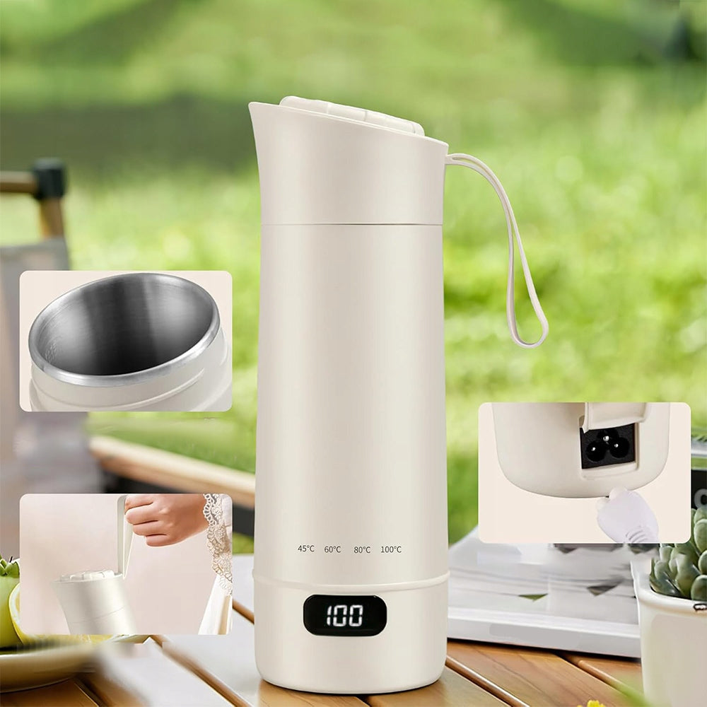 400ML PORTABLE TRAVEL MINI HEATING CUP TRAVEL ELECTRIC KETTLE Dominant color beige/brown