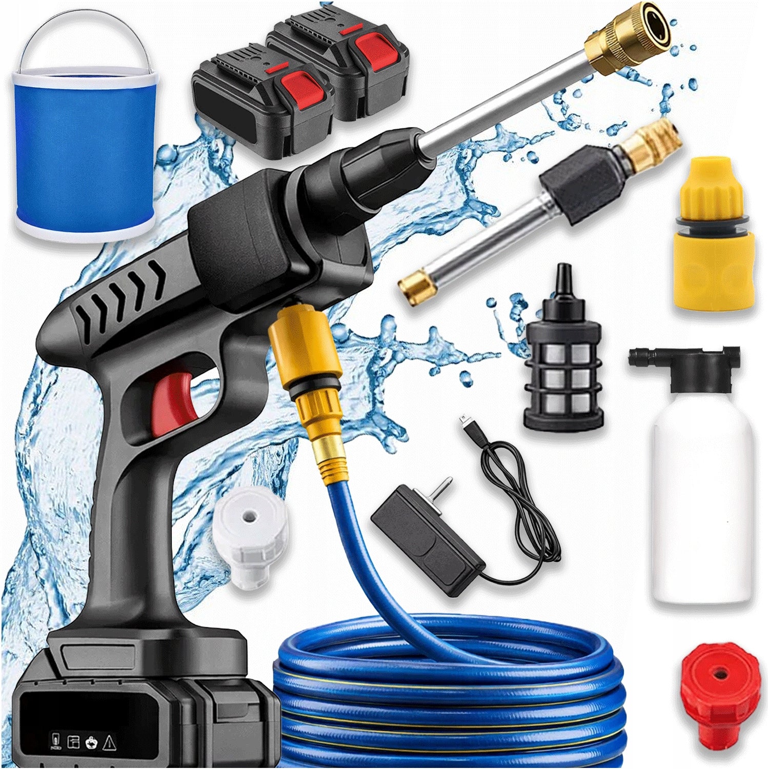 40BAR CORDLESS PRESSURE WASHER 2 X AKU 21V MULTI NOZZLE SET