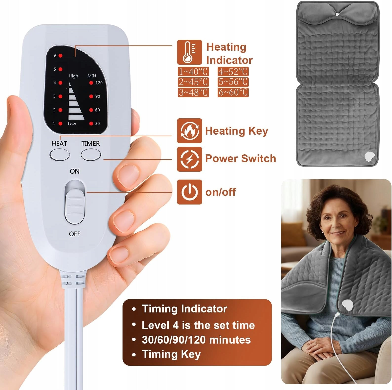 40X40CM ELECTRIC FOOT HEATER FOR HOME OFFICE ADJUSTABLE THERMAL Medical device no