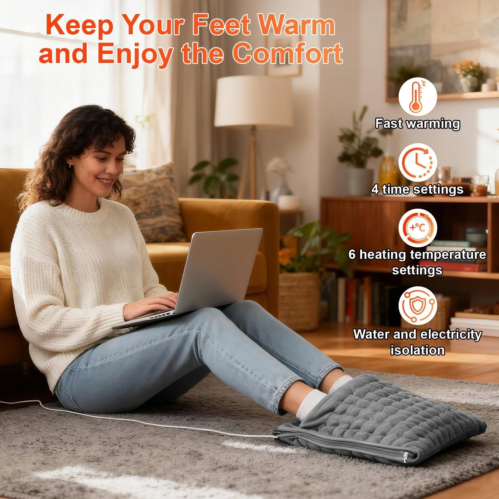 40X40CM ELECTRIC FOOT HEATER FOR HOME OFFICE ADJUSTABLE THERMAL Packaging status original
