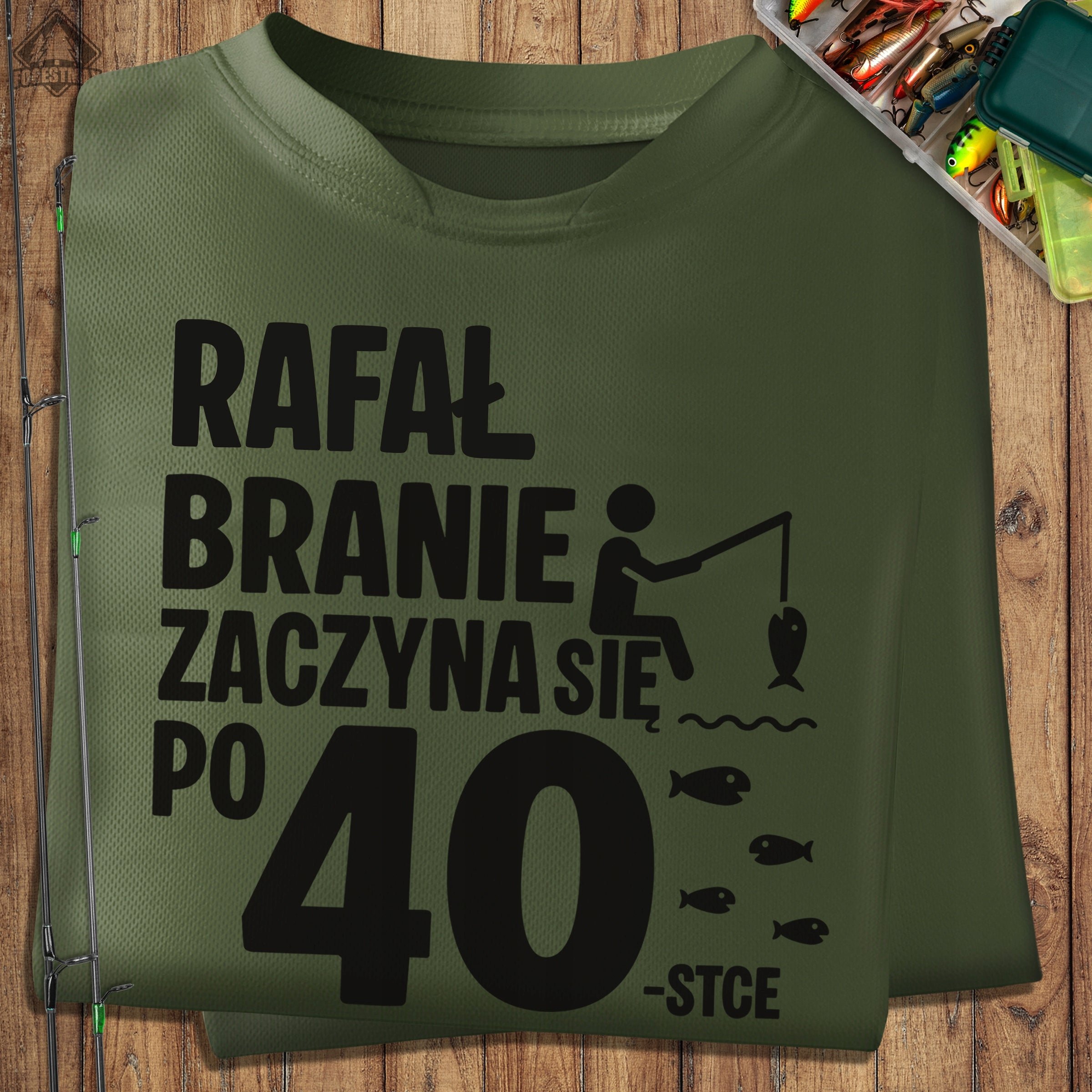 40th Birthday Thermoactive T-Shirt with Fishing Gift Print - L Manufacturer code FM/124-09/T-shirt z imieniem/FLX-I002/L