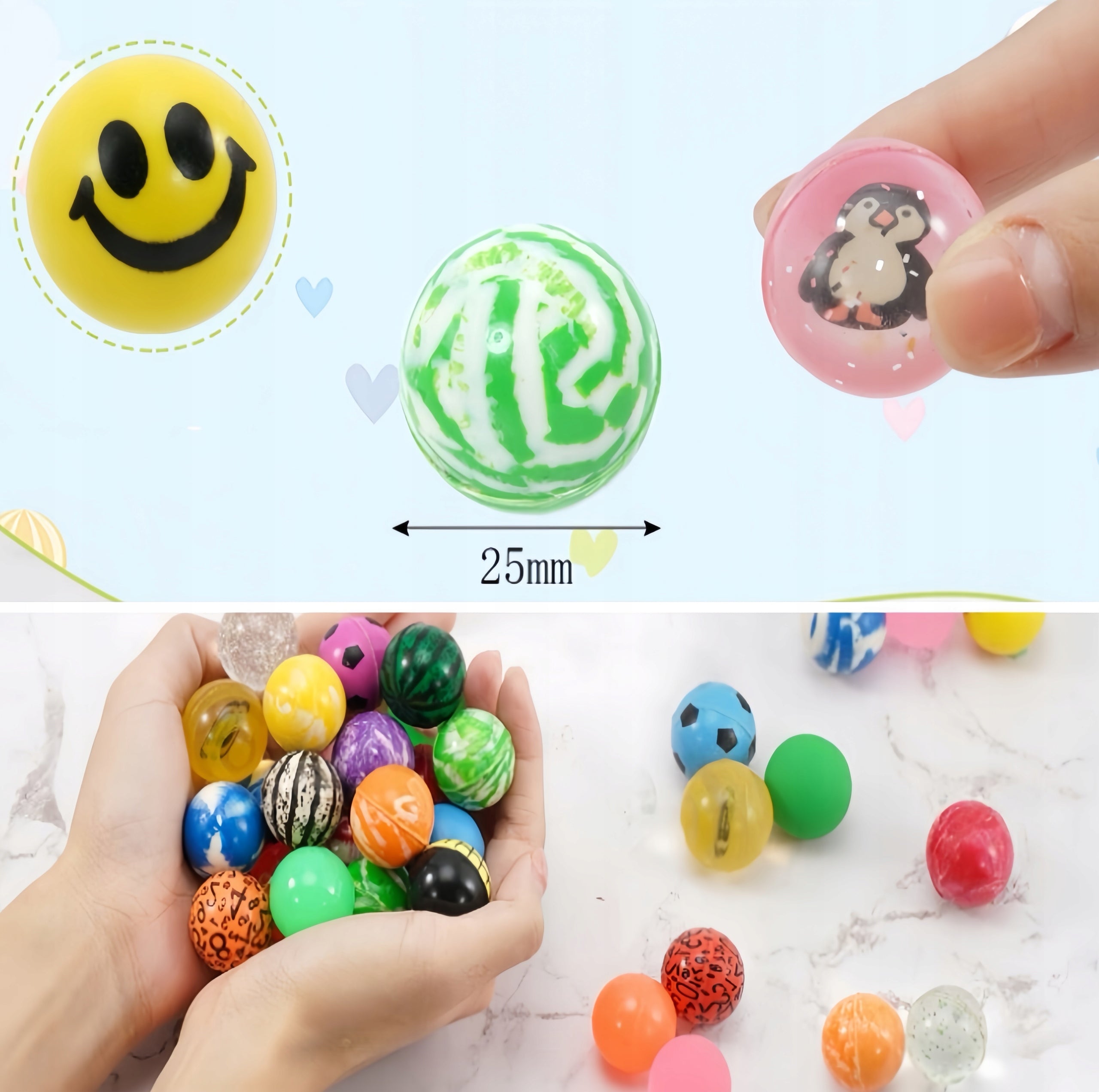 40x BALLS RUBBER BALLS JUMPING ANTI-STRESS MIX COLORFUL 25mm Brand no brand