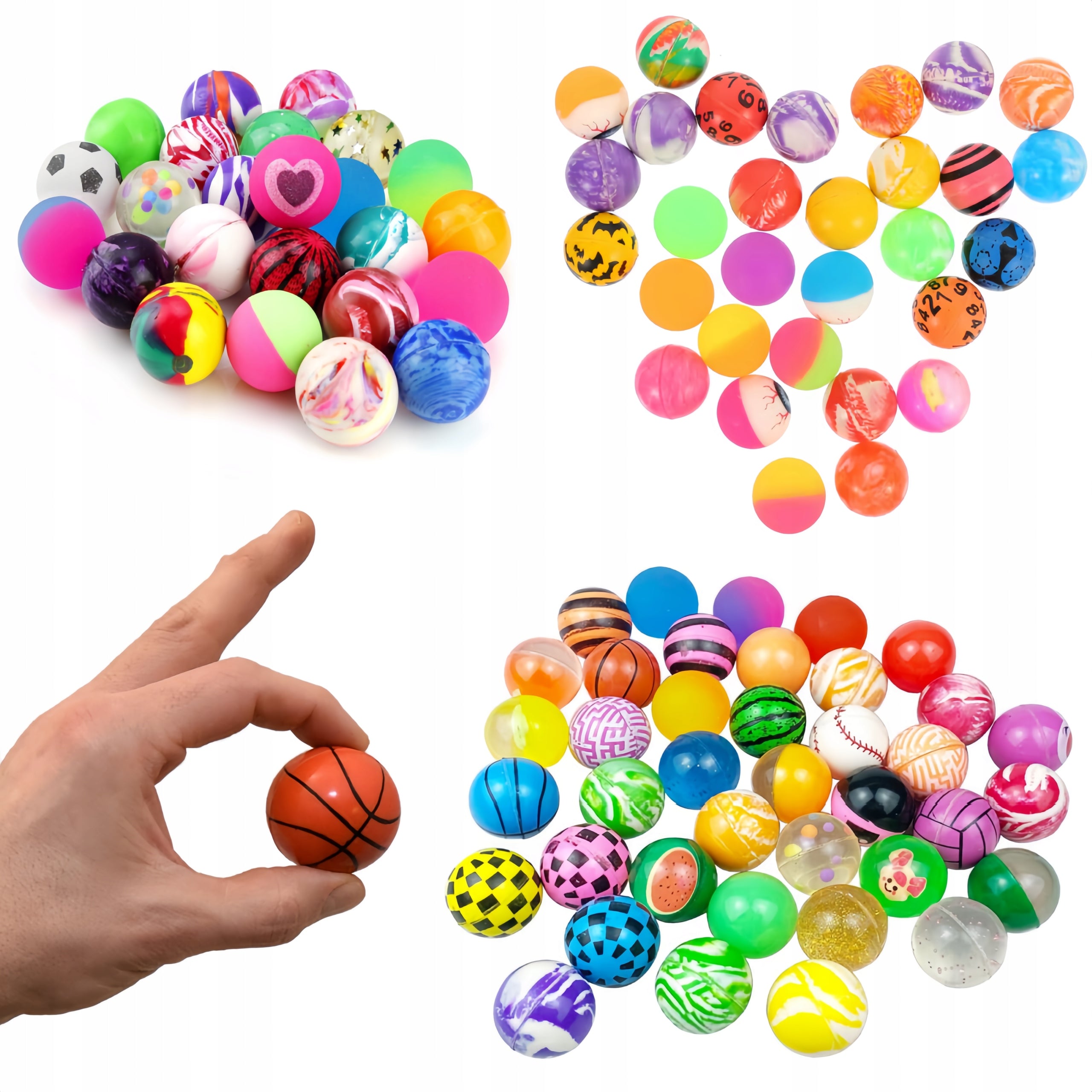 40x BALLS RUBBER BALLS JUMPING ANTI-STRESS MIX COLORFUL 25mm