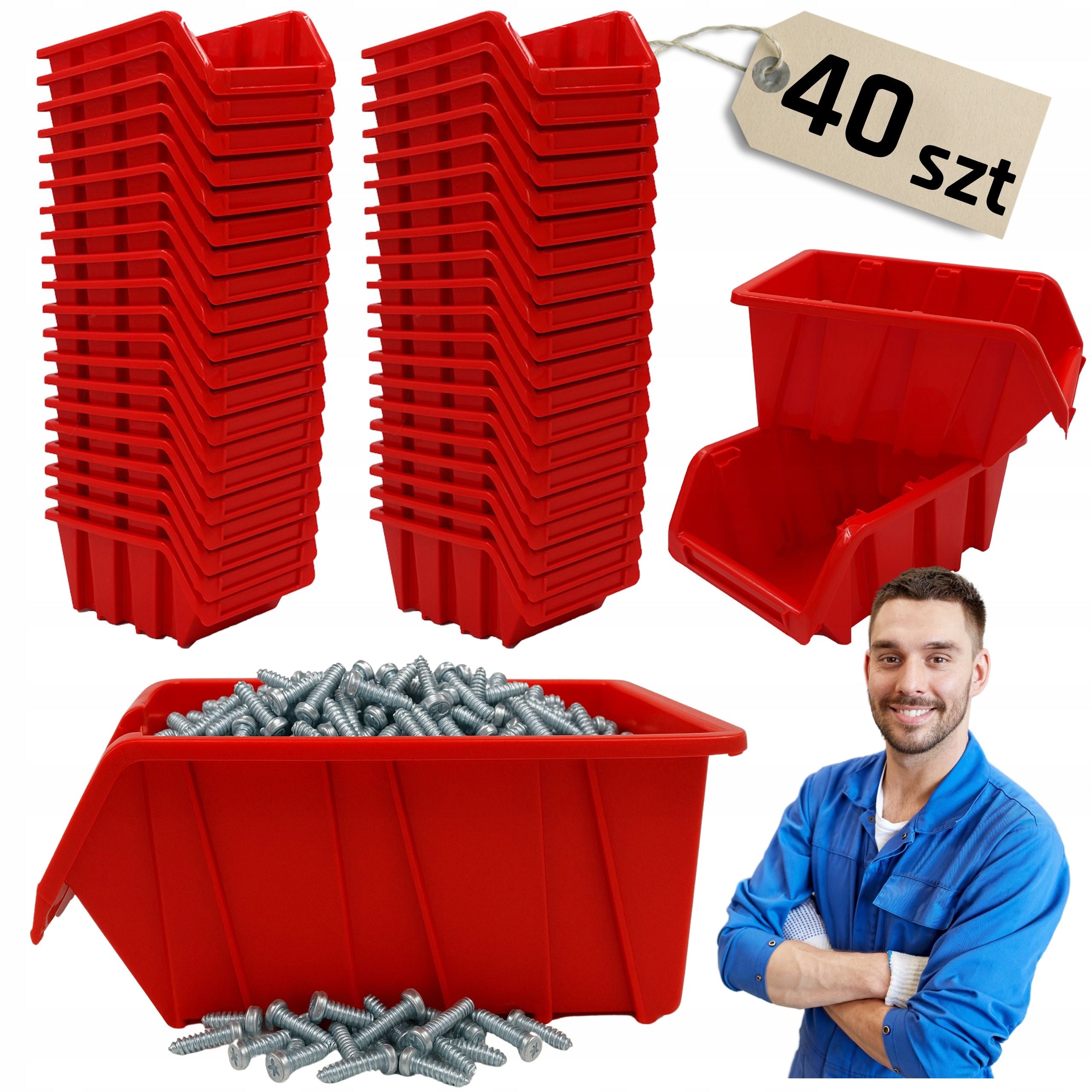 40x Workshop Cuvette Storage Containers 195x120x90mm Organizer