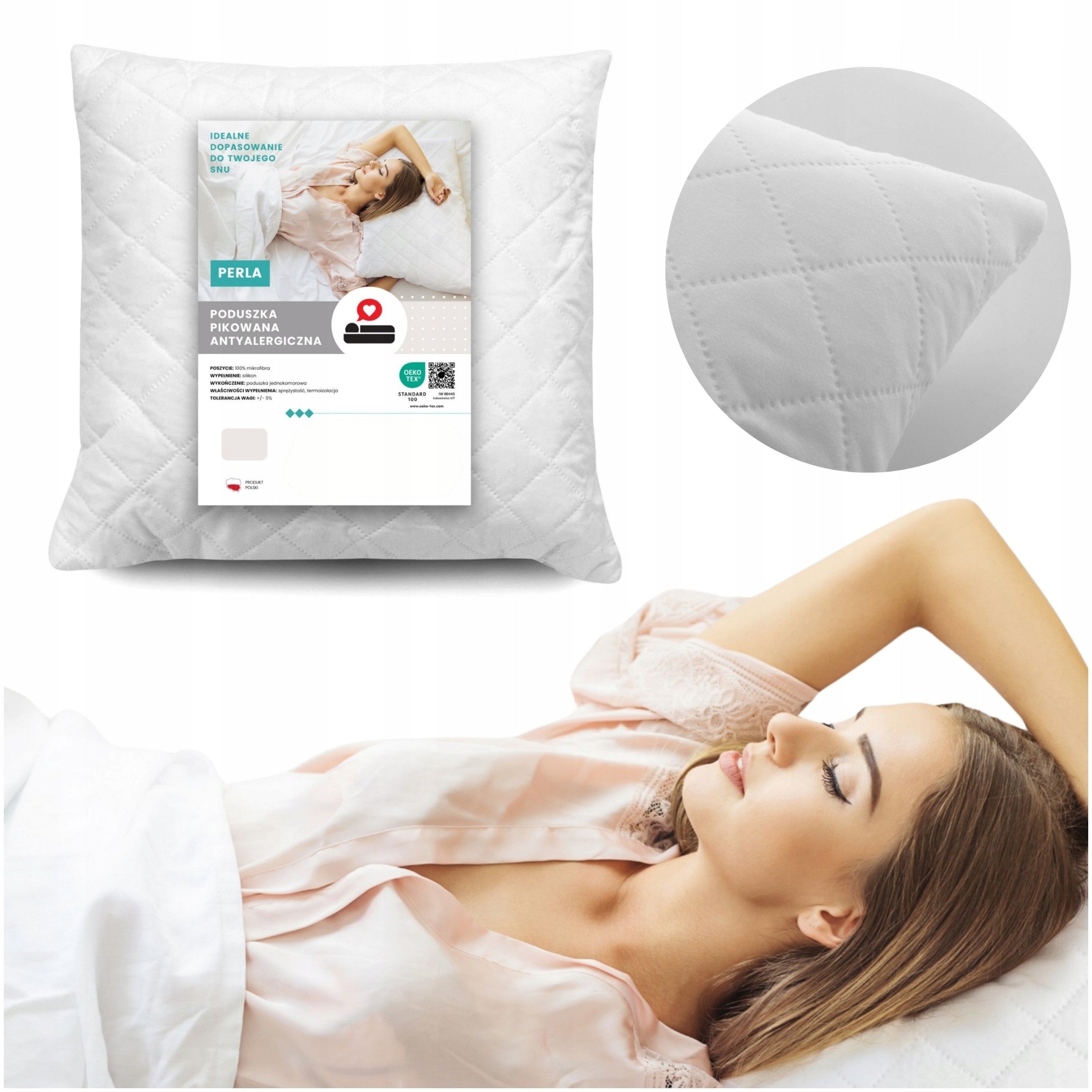 40x40 Sleeping PILLOW ANTI-ALLERGIC Quilted Year-Round THICK Perla EAN (GTIN) 5904917673737