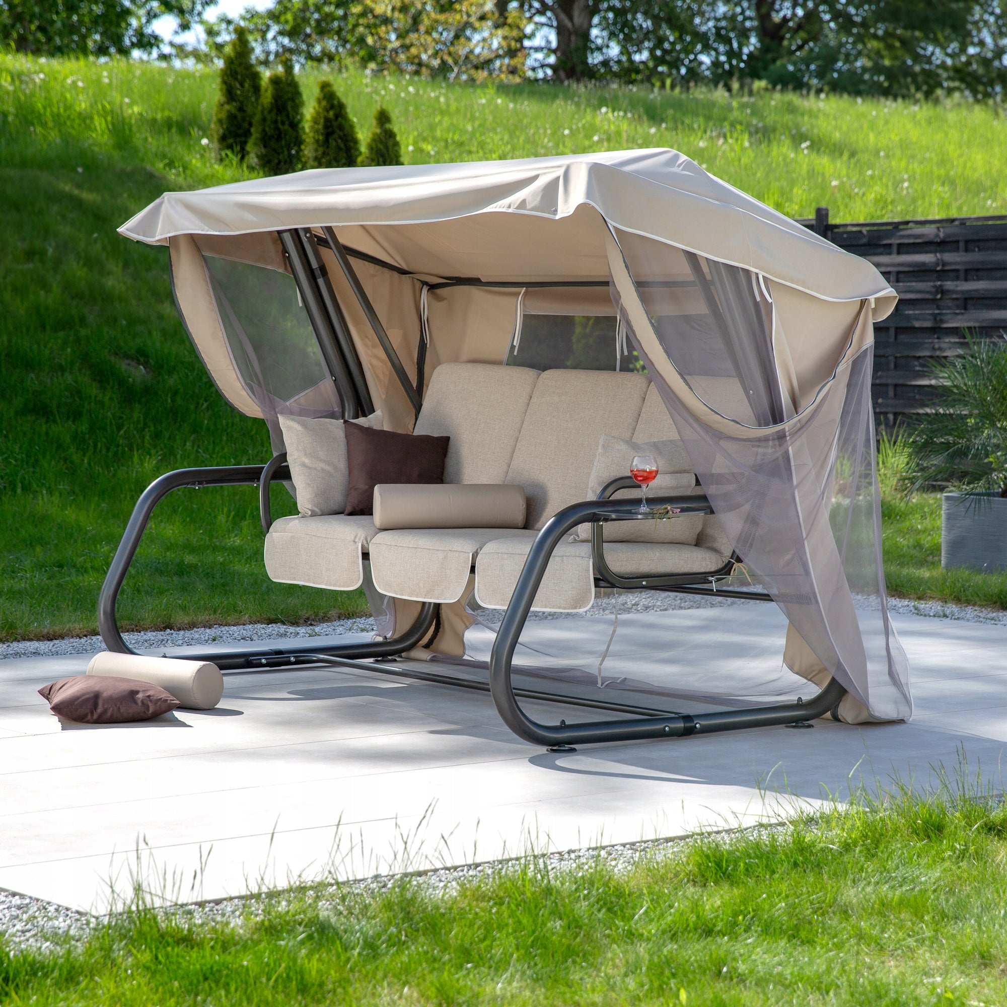 448544 Large garden swing with mosquito net Patio Venezia up to 400 kg! Manufacturer Patio