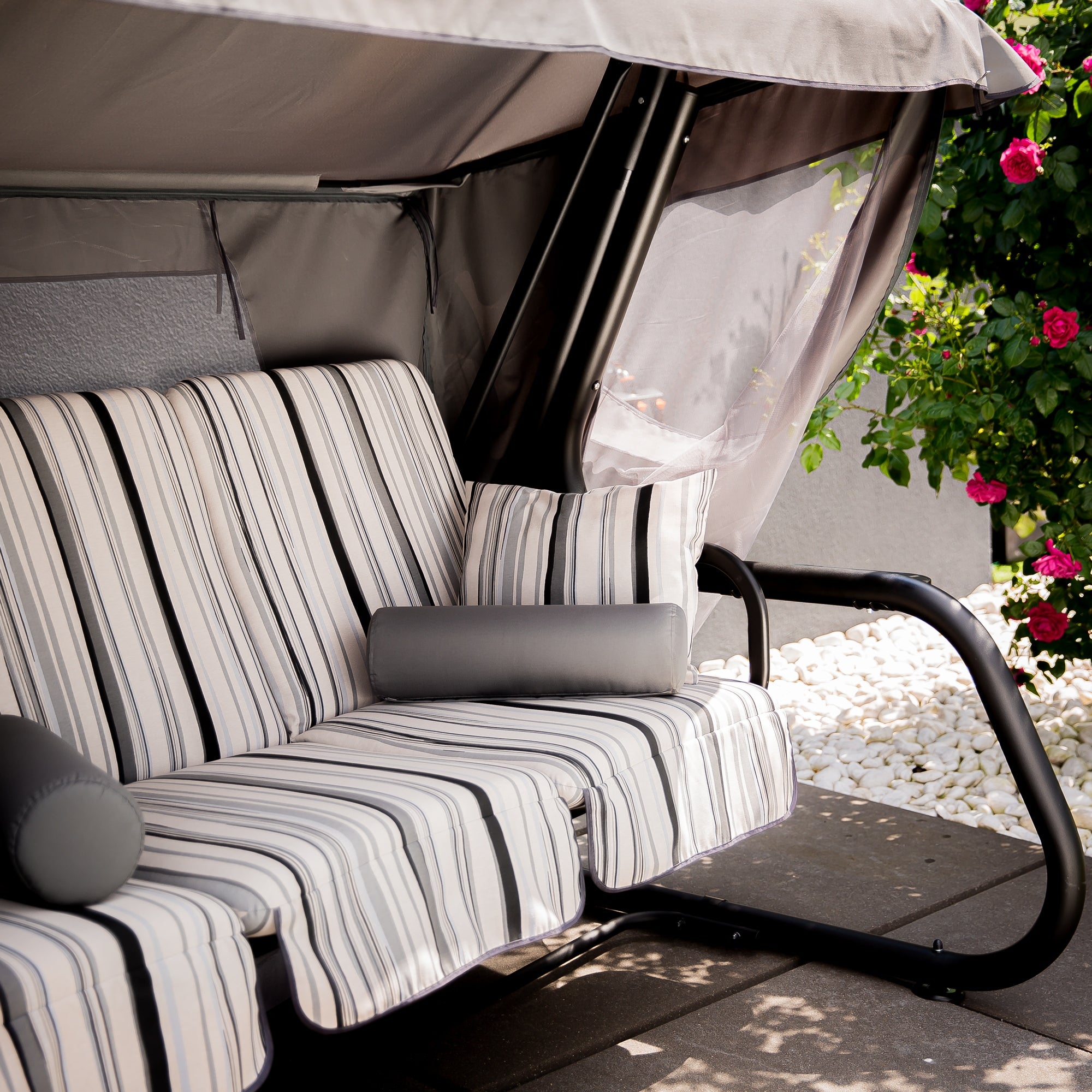 448545 Swing bench garden rocker Venezia Lux Black Edition PATIO Seat length 180 cm