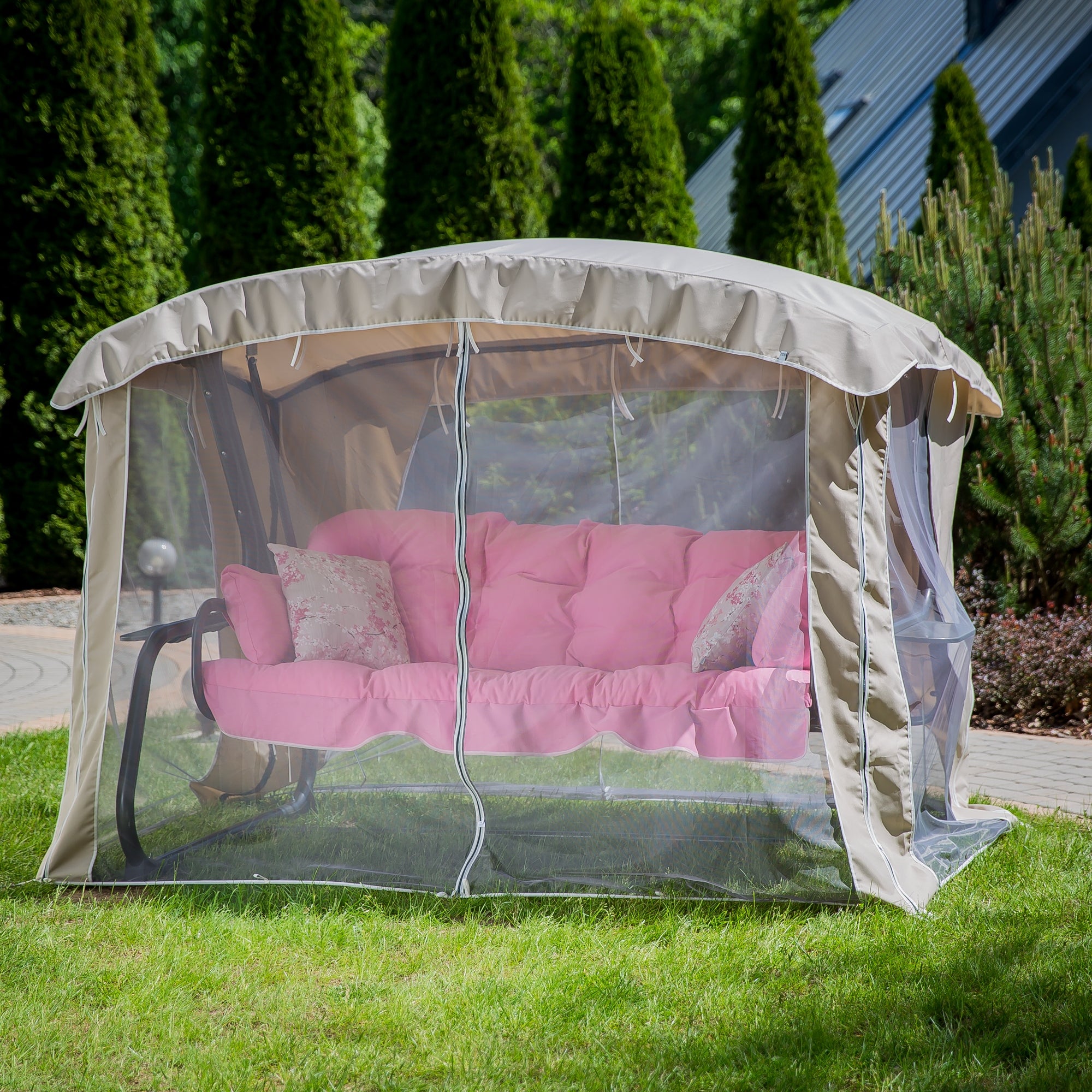 448640 Garden swing with mosquito net Ravenna Lux fold-out + Freebie Kind freestanding
