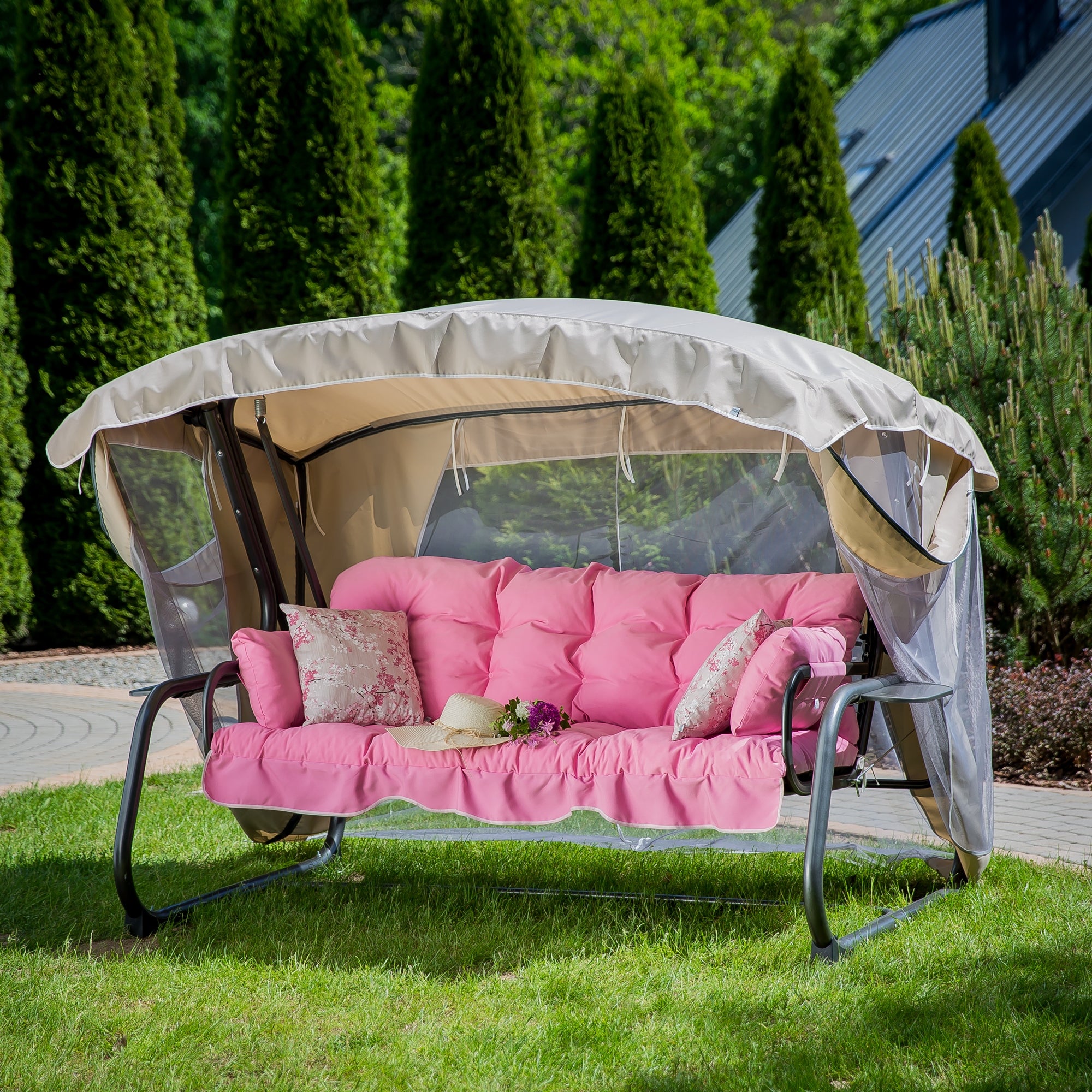 448640 Garden swing with mosquito net Ravenna Lux fold-out + Freebie Manufacturer Patio