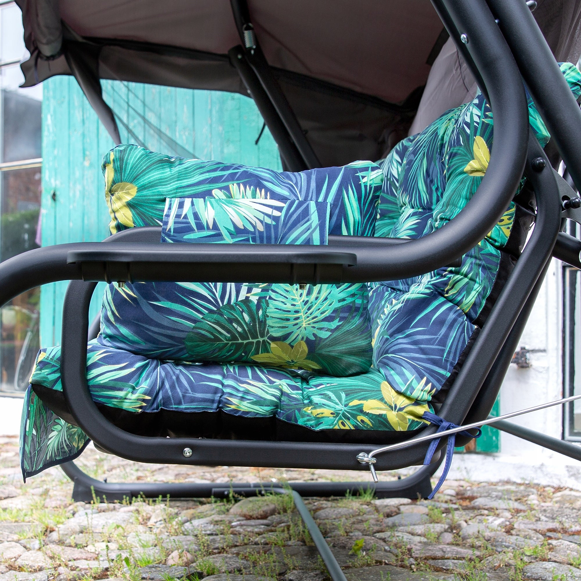 448641 Ravenna Lux Black Lux 4-Person Garden Swing Seat width 55 cm