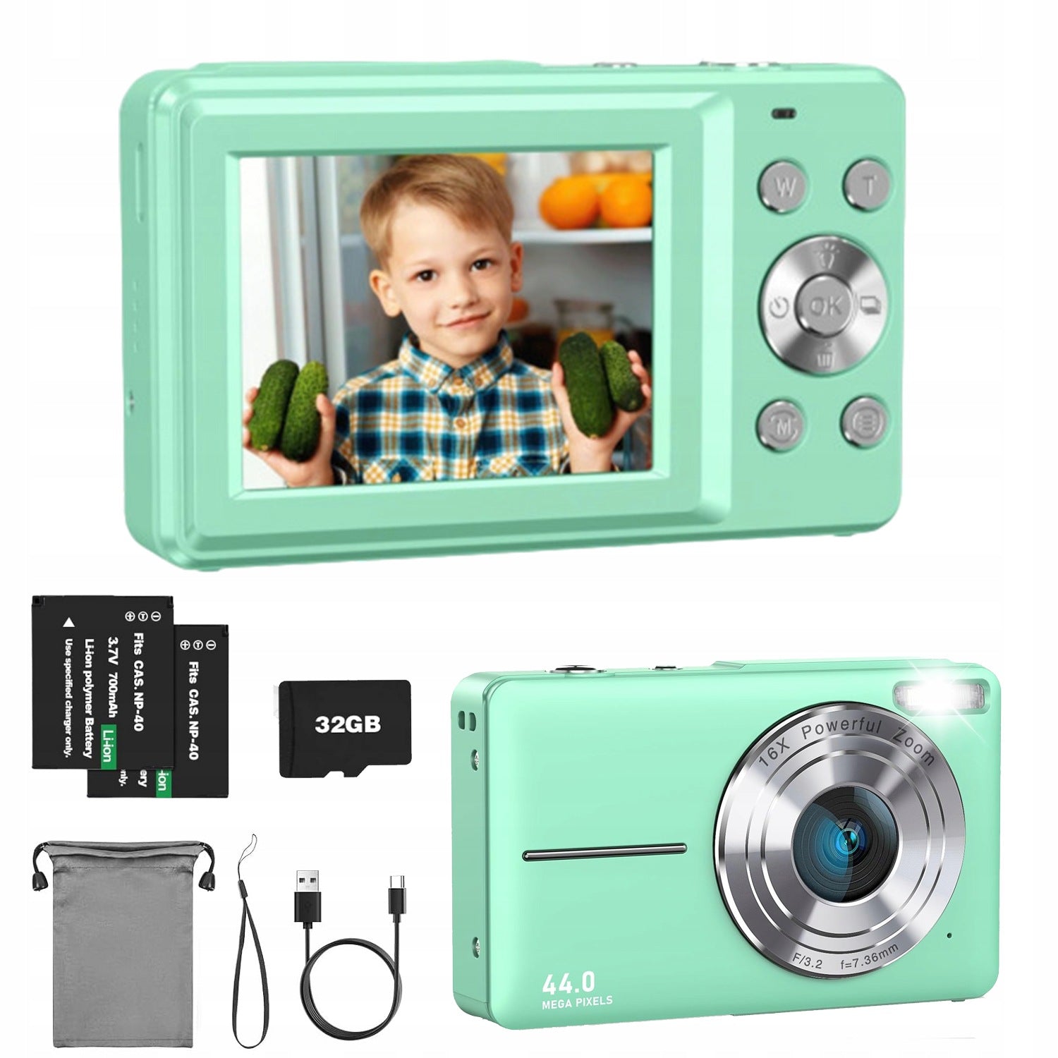 44MP 1080P DIGITAL CAMERA WITH 16X ZOOM STABILIZATION AUTOFOCUS SCREEN 2,4INCH