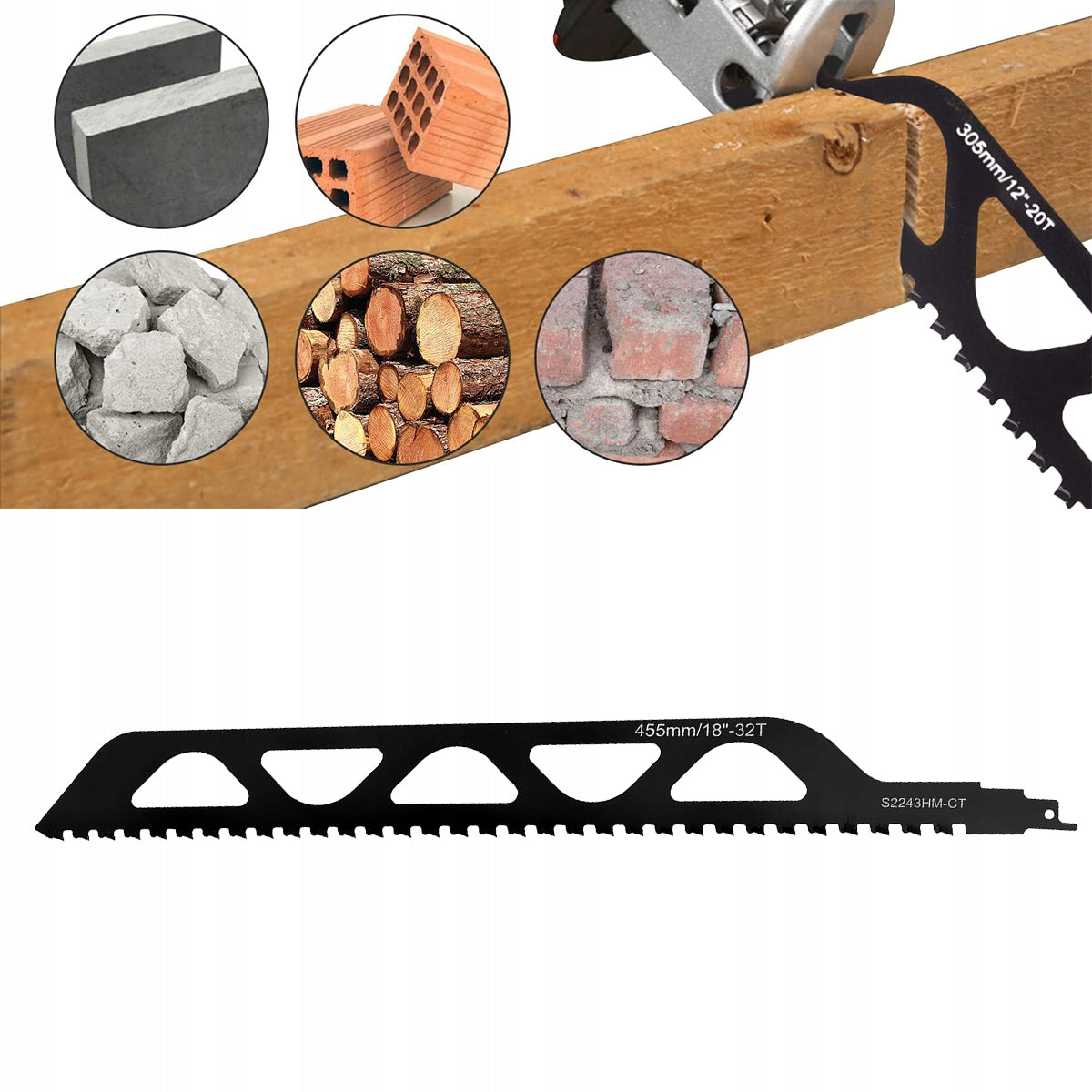 455MM SAW BLADE FOR BRICKS AND HOLLOW BLOCKS YT-33950 YATO Saw blade type for reciprocating saws