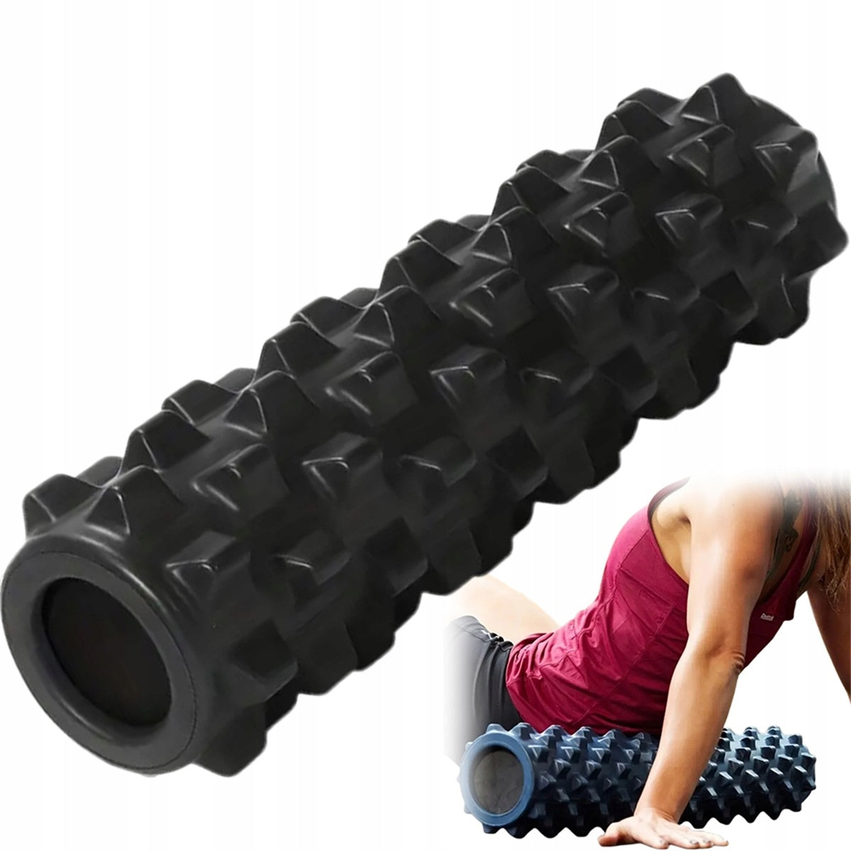 45cm Massage roller with 3D convex points for back and buttocks black