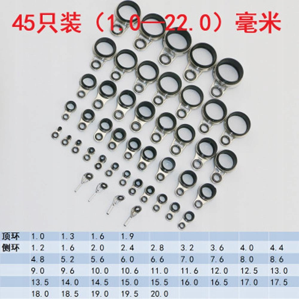 45pcs 1. mm Fishing Rod Guides Tips Repair Kit Telescopic Rod Eye Rings Brand no brand