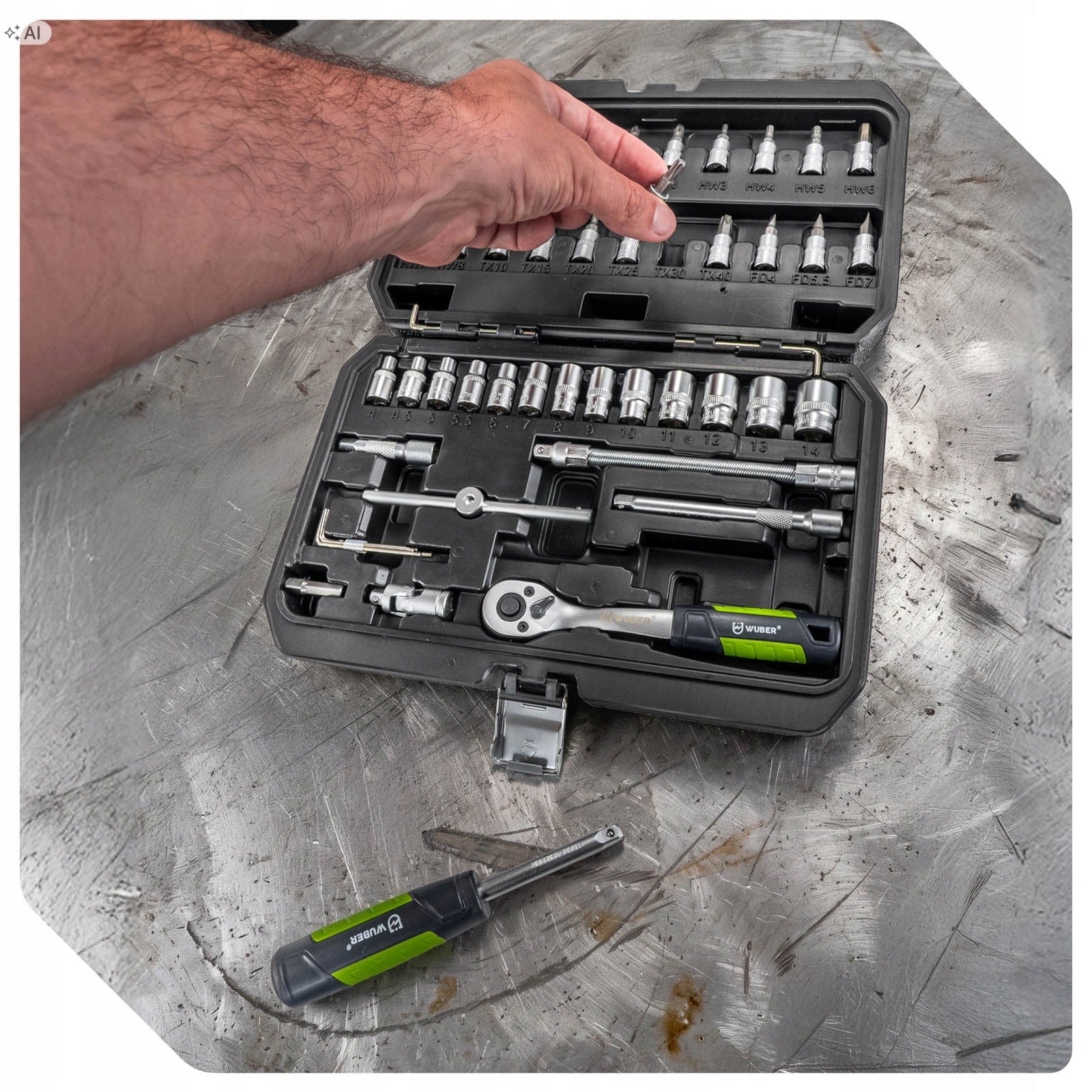 46-EL TOOL SET SOCKET WRENCHES 1/4 CAPS TORX BITS SUITCASE Manufacturer code 45128WBR KOMPLET KLUCZE NASADOWE 1/4 NASADKI