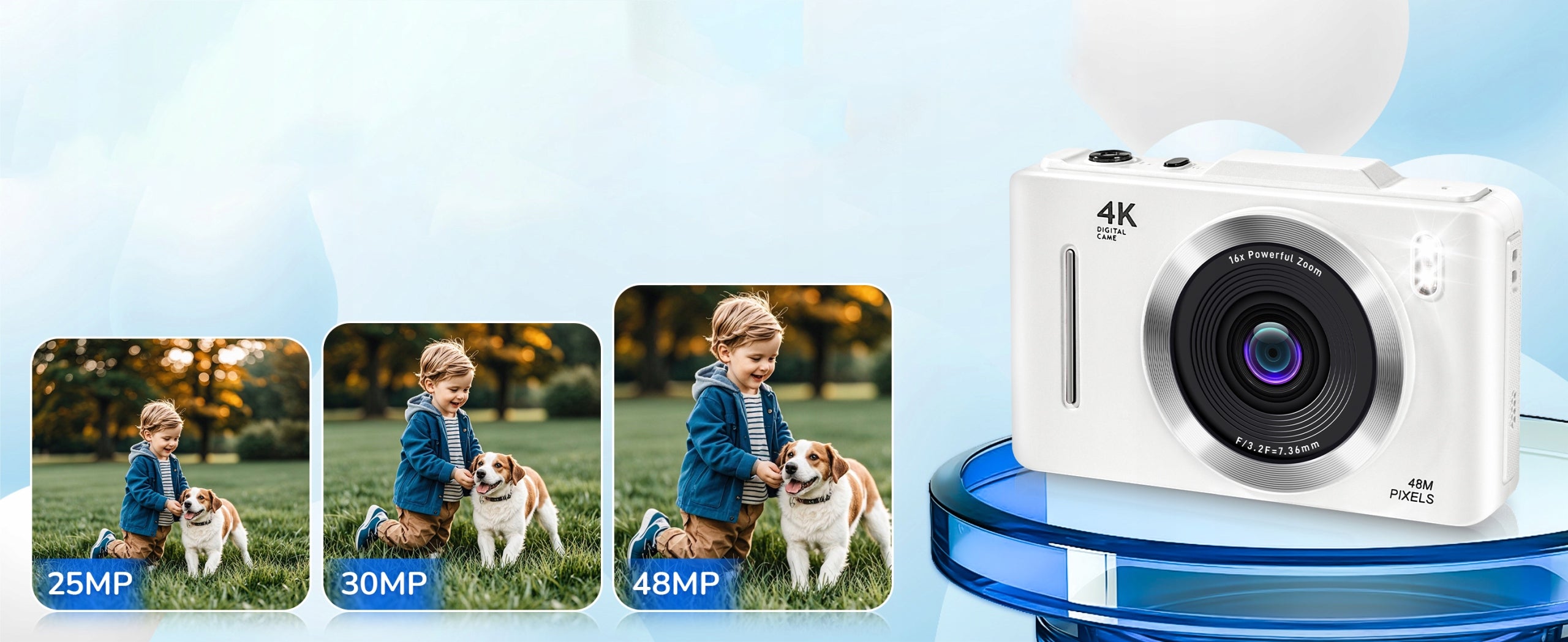 48MP 4K 16X DIGITAL CAMERA COMPACT STABILIZATION FOR KIDS AND TRAVEL Resolution 50 Mpx