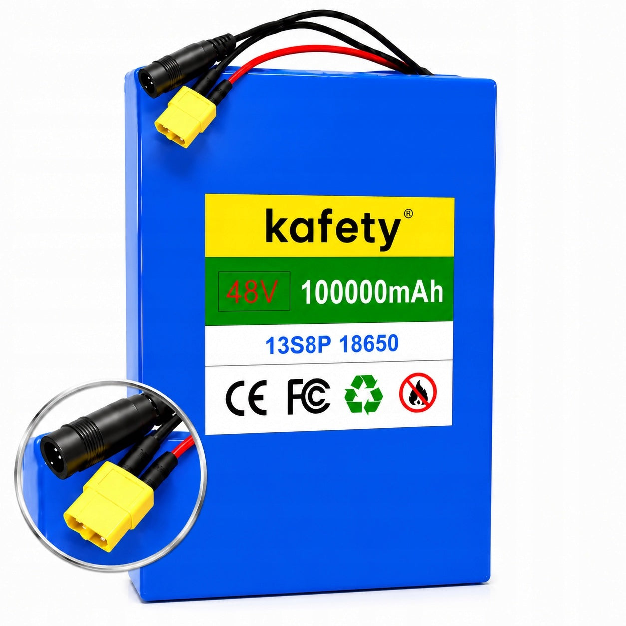 48V 100Ah 13S8P XT60 BMS Battery for Scooter Bikes, 250-2000W Motors