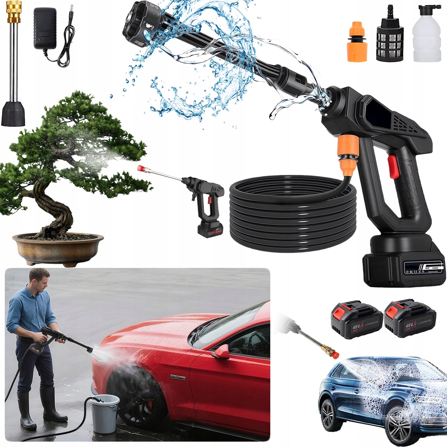48V 30BAR CORDLESS PRESSURE WASHER CASE + HOSE 5M