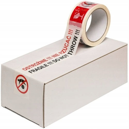 48mm PACKING TAPE WITH PRINT CAREFULLY DO NOT THROW