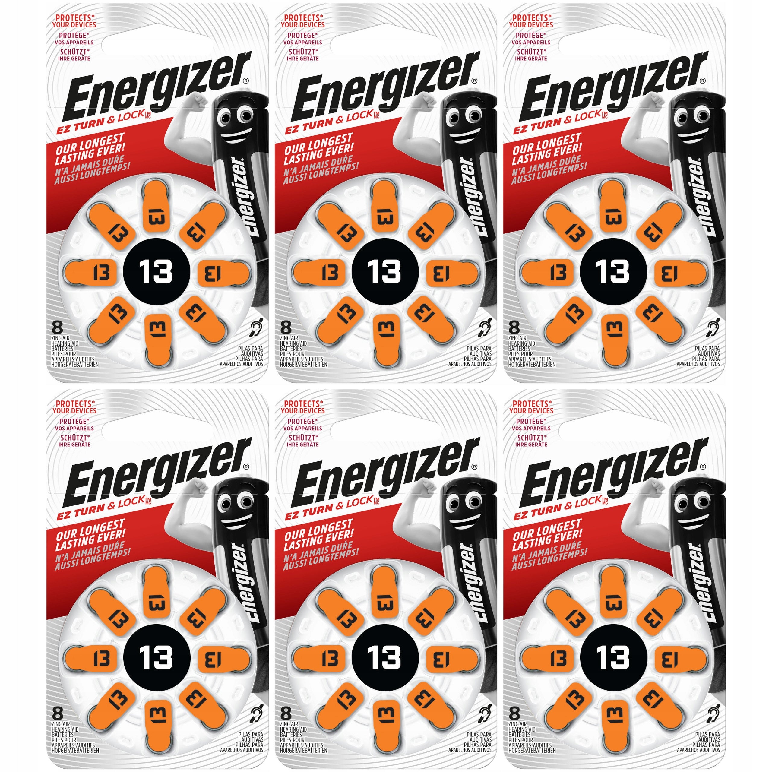 48x Battery ENERGIZER Hearing 13 PR48 Zinc 1,4V