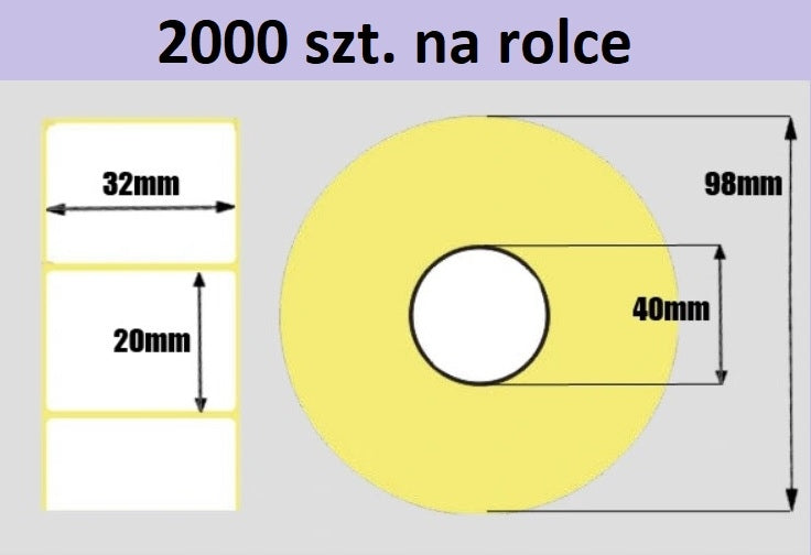 48x ZEBRA 32x20mm SELF-ADHESIVE THERMAL LABEL Label length 20 mm