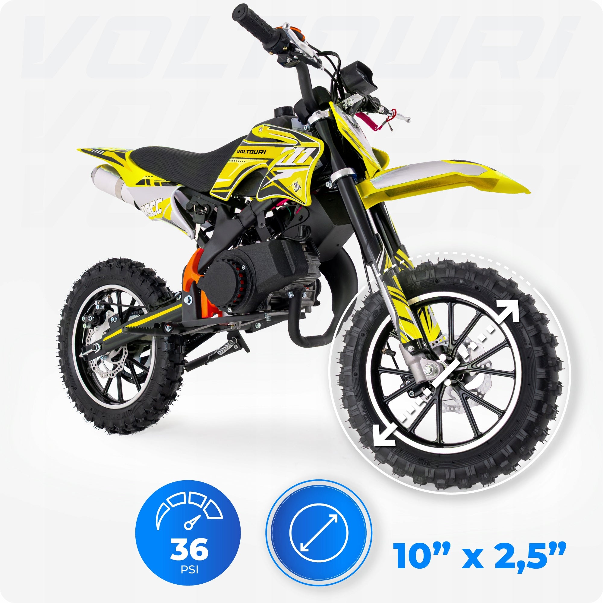 49CC cross internal combustion motorcycle for children e-start motor led 35km/h Manufacturer code CR49-E-YELLOW