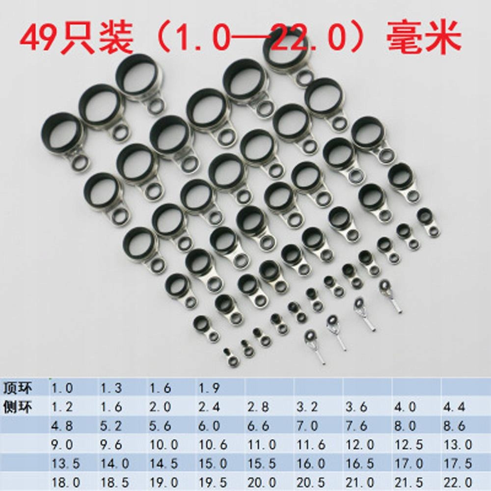 49Pcs Fishing Rod Guides Set Tip Repair Kit DIY Rod Building Parts for Brand no brand