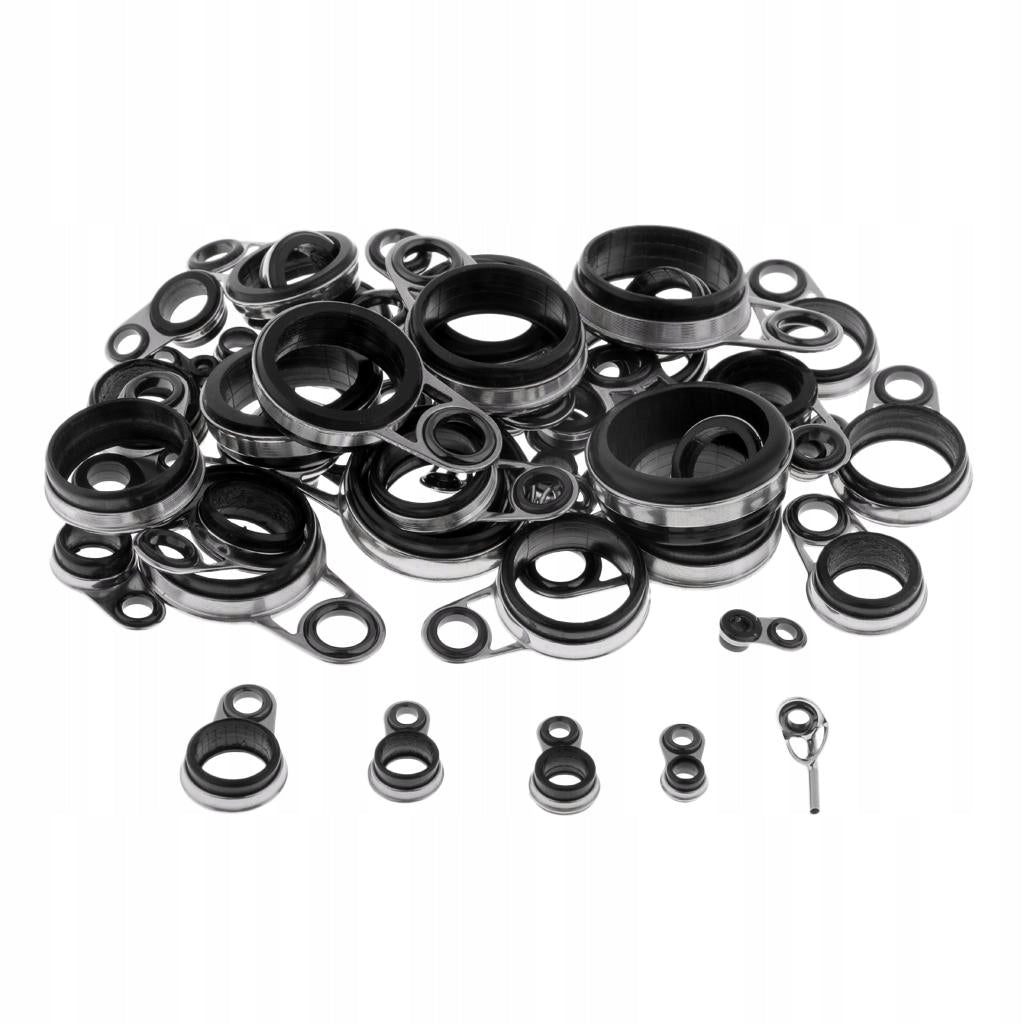 49Pcs Fishing Rod Guides Set Tip Repair Kit DIY Rod Building Parts for