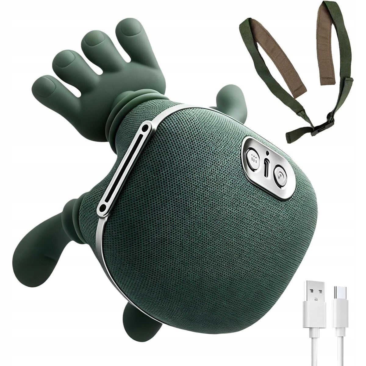 4D 2000mAh massager with 2 temperatures and 3 modes for back and shoulders green