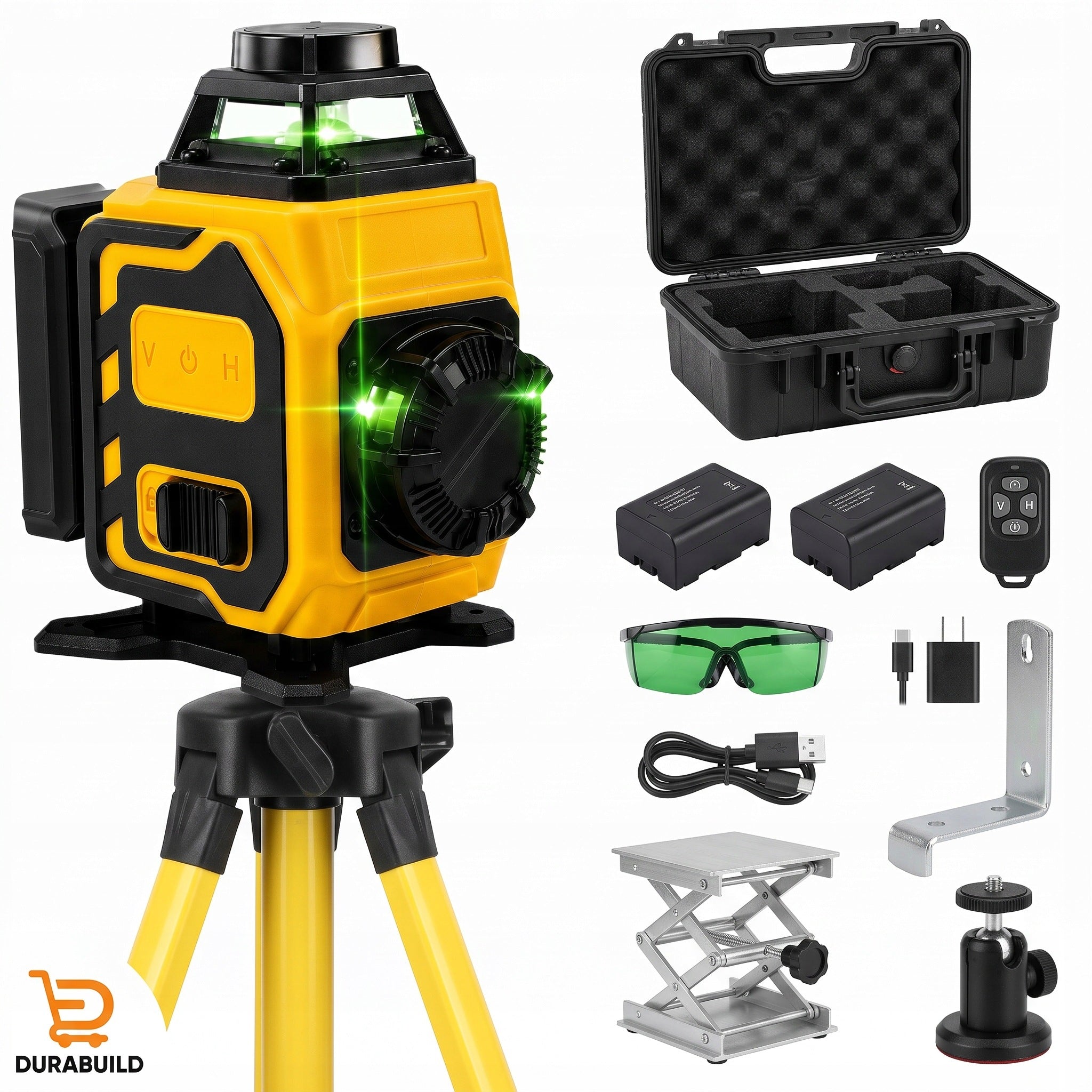 4D 360 LEVEL LASER POZIIOMICA WITH TRIPOD 16 LINES CROSS GREEN