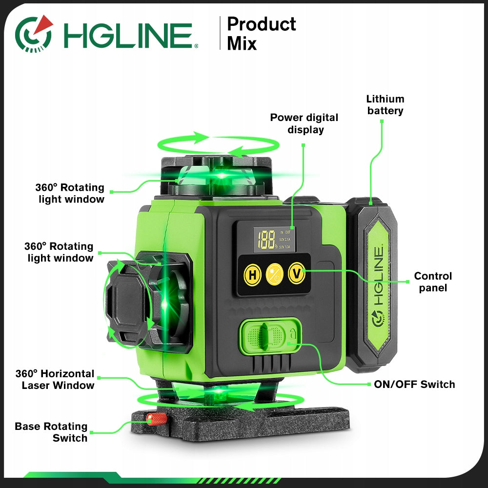 4D Laser Level 16 PLANE LINES 360 CROSS Laser 2x AKU Packaging status original