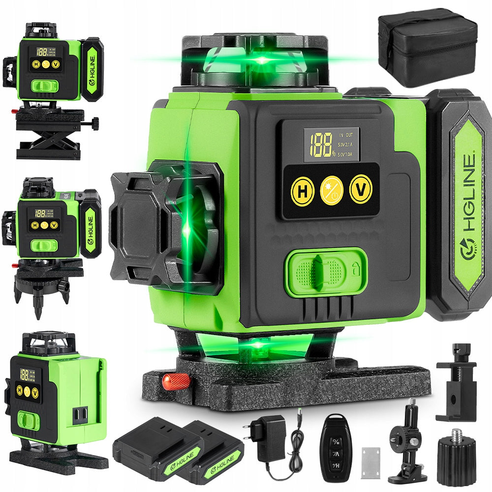 4D Laser Level 16 PLANE LINES 360 CROSS Laser 2x AKU