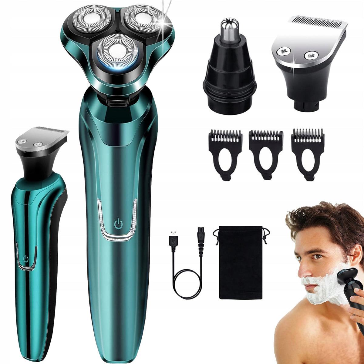 4D MEN'S FLOATING 3- BLADE WATERPROOF USB FACE SHAVER