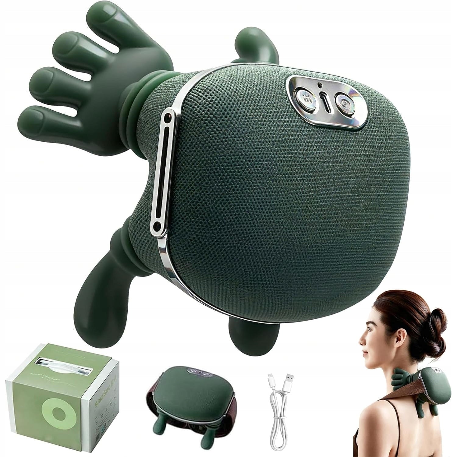 4D Neck Massager with Heating, Acupressure Massage, 3 Levels, Wireless