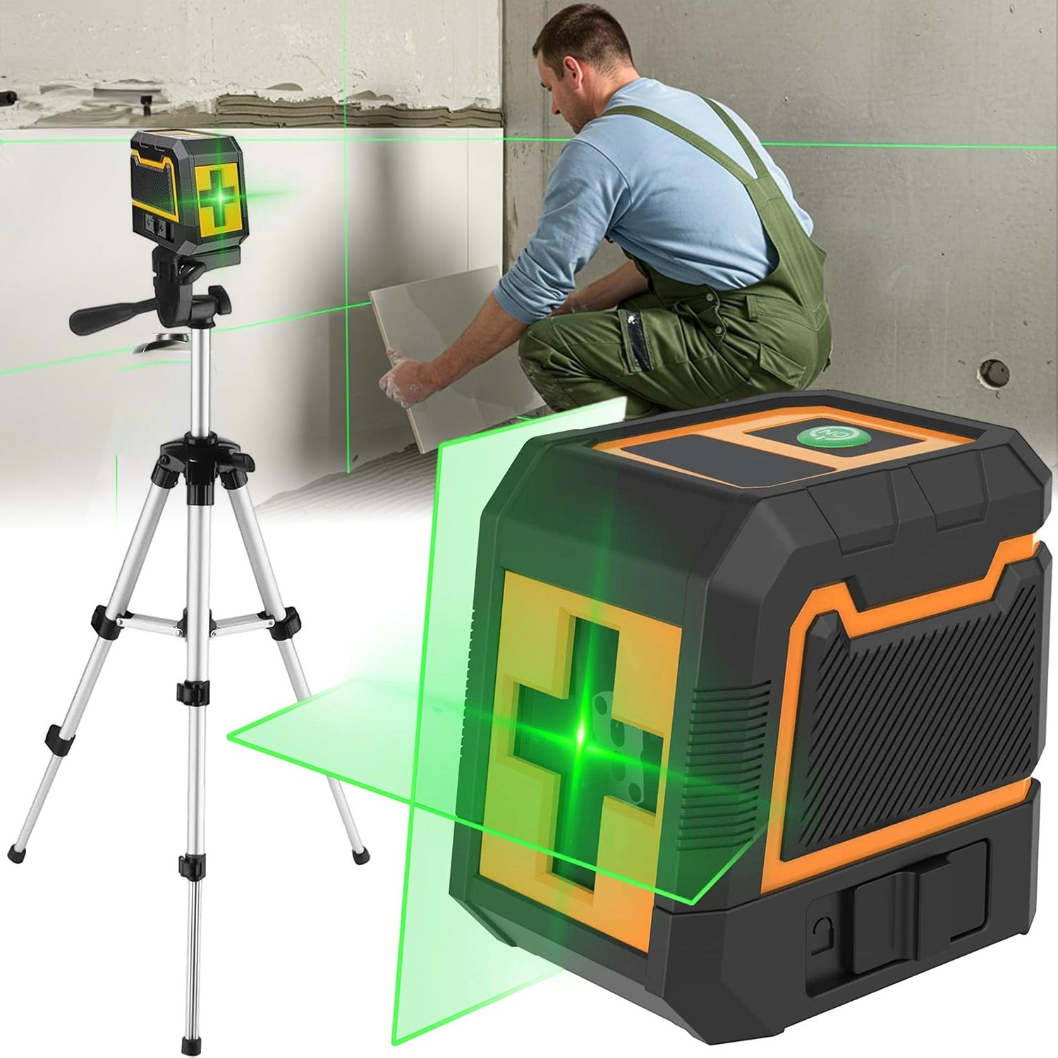 4D PLANE LASER LEVEL 360 LASER PRO GREEN +DOOR STAND