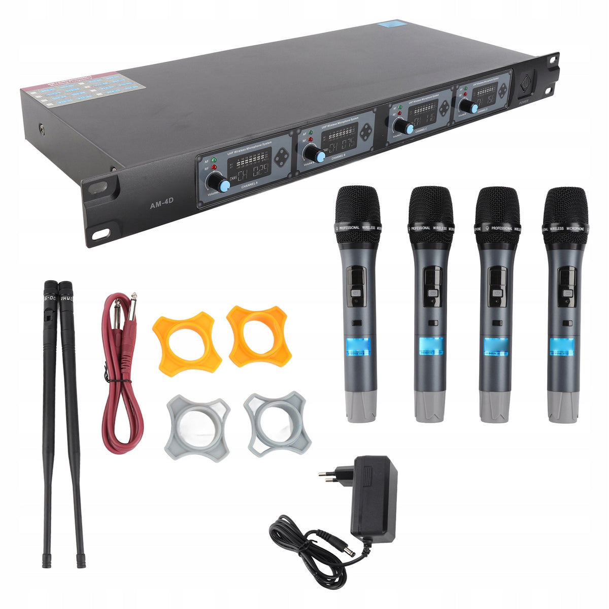 4D Professional 4 Channel UHF Wireless Microphone System 4 Microphone Brand no brand